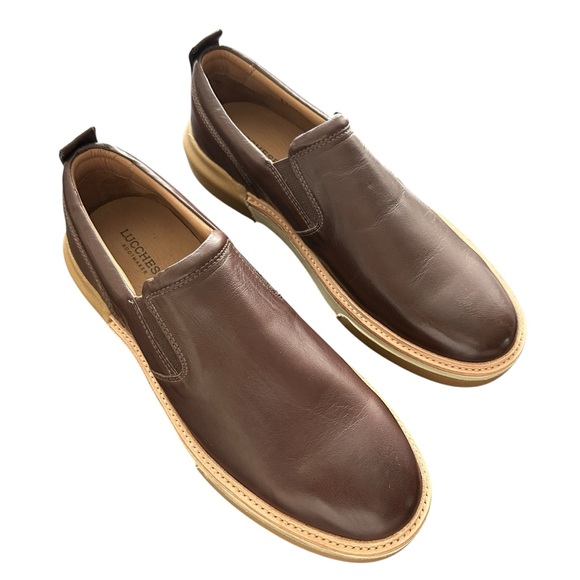 Lucchese Men's After Ride Mad dog Dark Brown Leather Slip-Ons 10.5 M - Picture 1 of 10